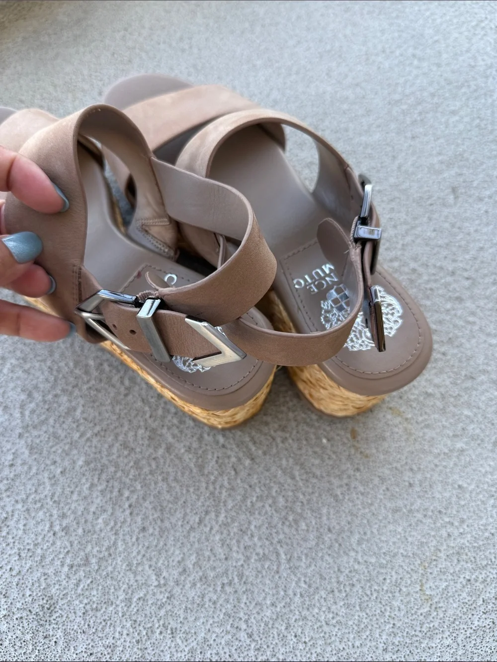 Vince Camuto Taupe Suede Espadrille Sandals